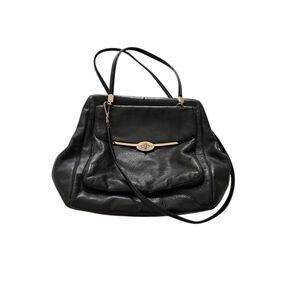 Coach 25170 Womens Black Leather Madison North South Satchel Shoulder Bag Large